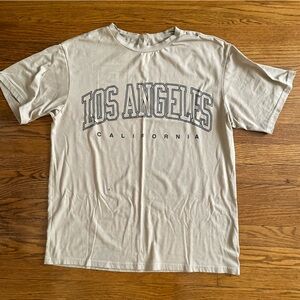 Beige Los Angeles California Short Sleeve Graphic T-Shirt